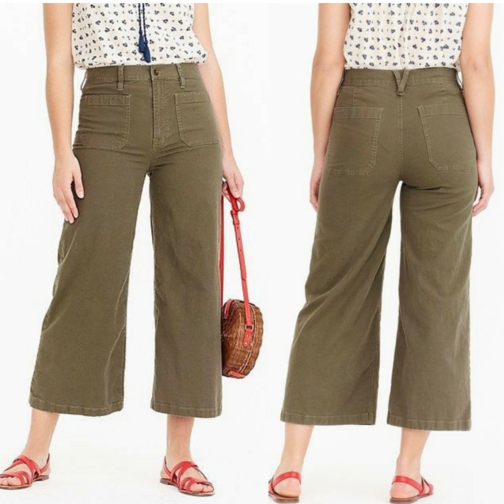 J. Crew Cropped Wide Leg Point Sur Cargo Pant
